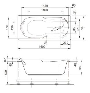 Veedi Ванна акриловая Ina 13316070 160х70